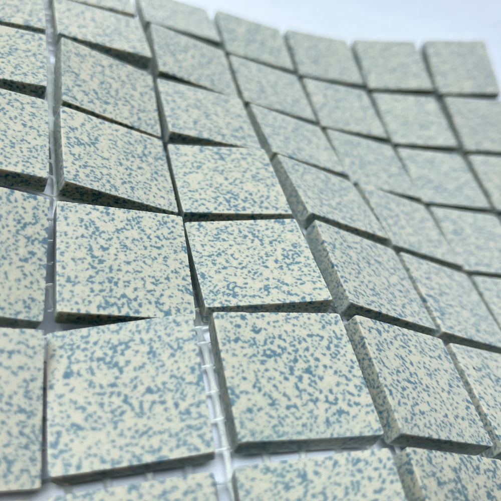 Winckelmans Bleu 208 Mouchetés – matt 20x20 mm mosaic tiles on mesh