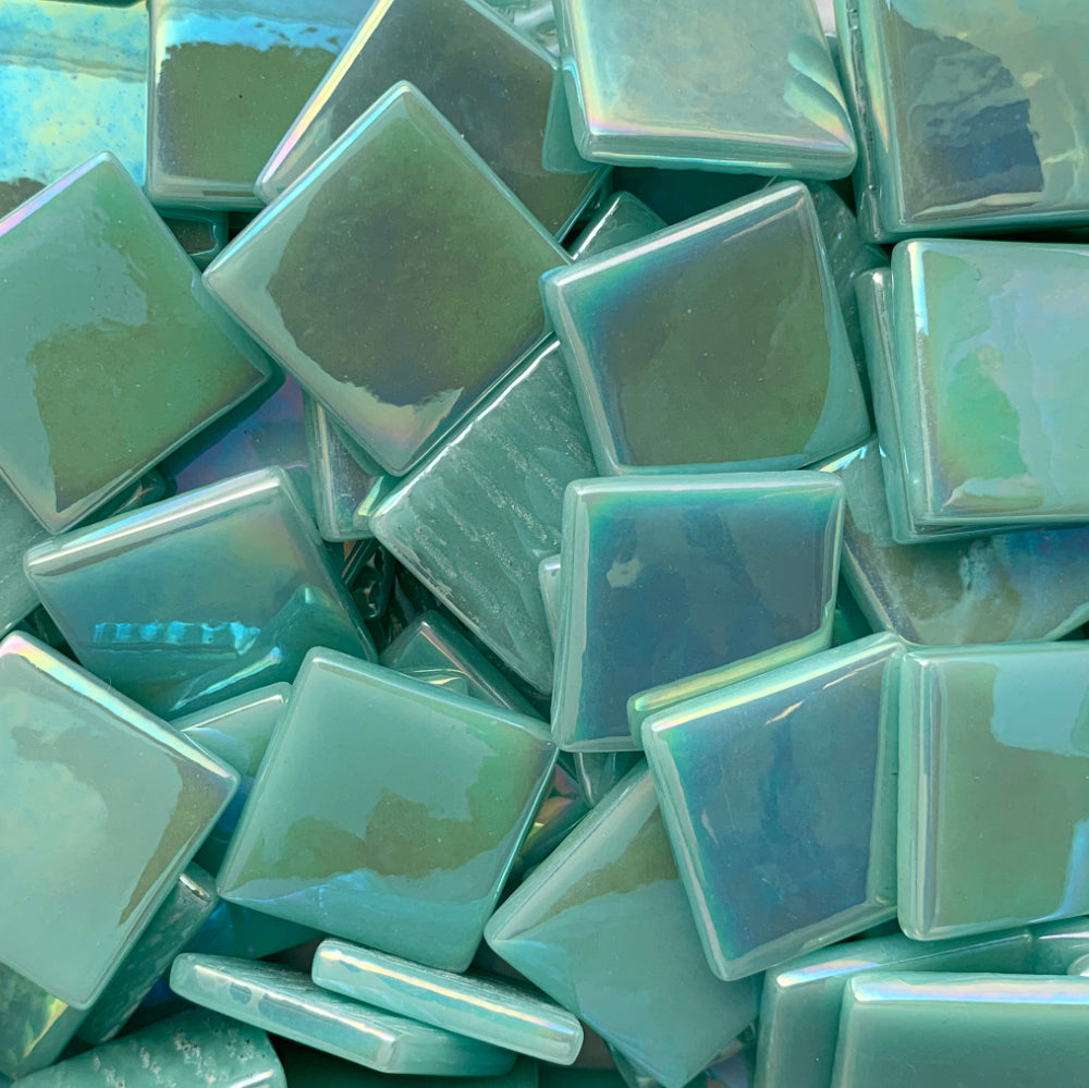 Pâte de Verre Pärlemor 25mm Ljus Cyan