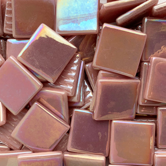 Pâtes de Verre Perlemor 25mm Mørk Rosa