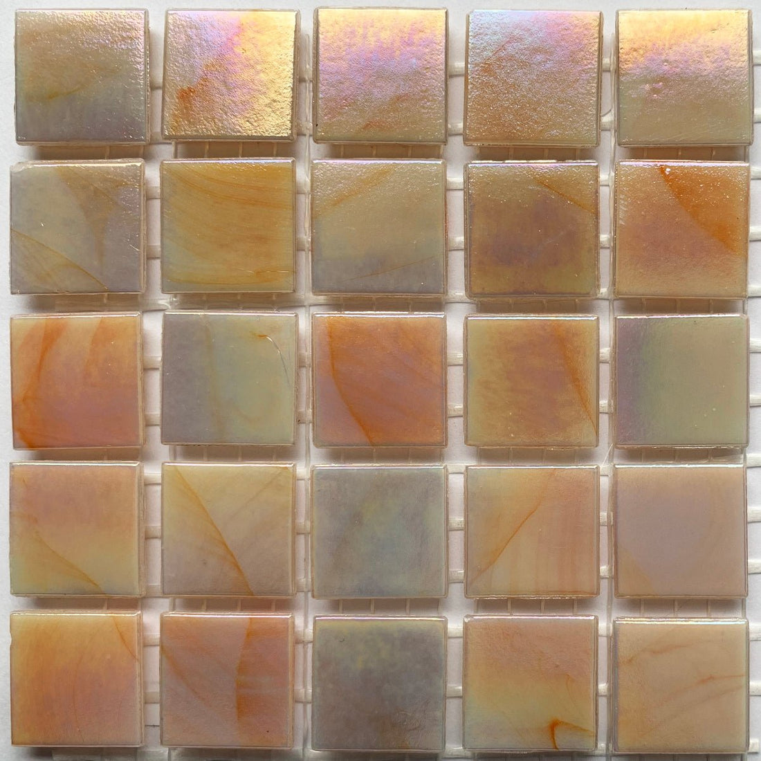 Verre Mosaique - glass mosaic -Glasmosaik-glasmozaïek-Glasmozaiek Iriserend 20mm Koraal - mosaicshop