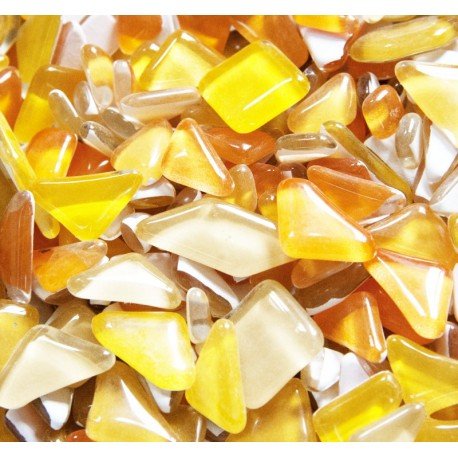 Glaspussel – Solros: glasbitar i gula, orange och gräddvita nyanser