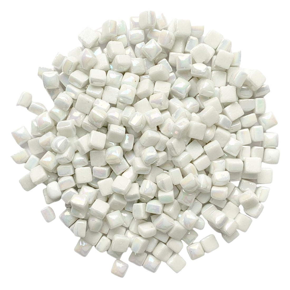 Mikrolasimosaiikki 4,8mm helmiäishohtoinen valkoinen - mosaicshop