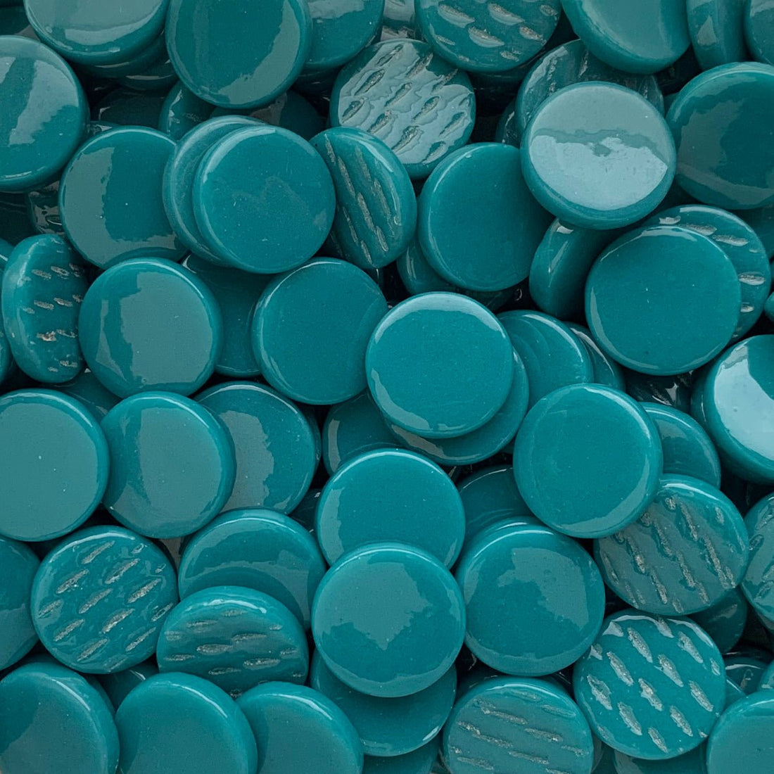 Verre Mosaique - glass mosaic -Glasmosaik-glasmozaïek-Ronde Glastegel 18mm Donkercyaan - mosaicshop