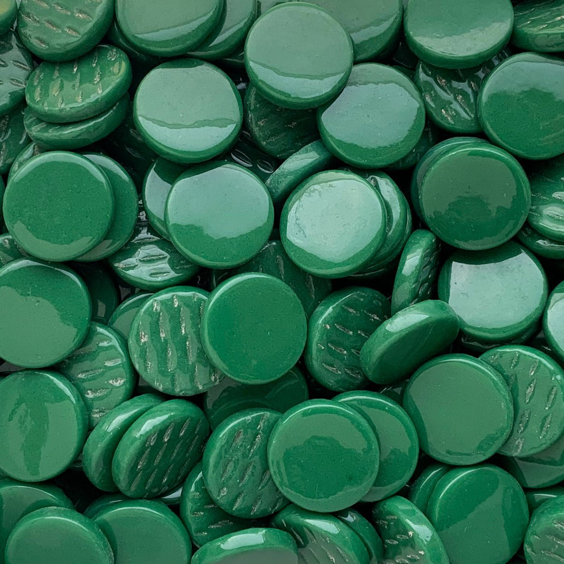 Verre Mosaique - glass mosaic -Glasmosaik-glasmozaïek-Ronde Glastegel 18mm Donkergroen - mosaicshop